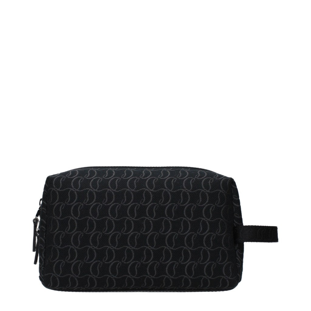 Christian Louboutin Toilettas van stof en leer – Zwart