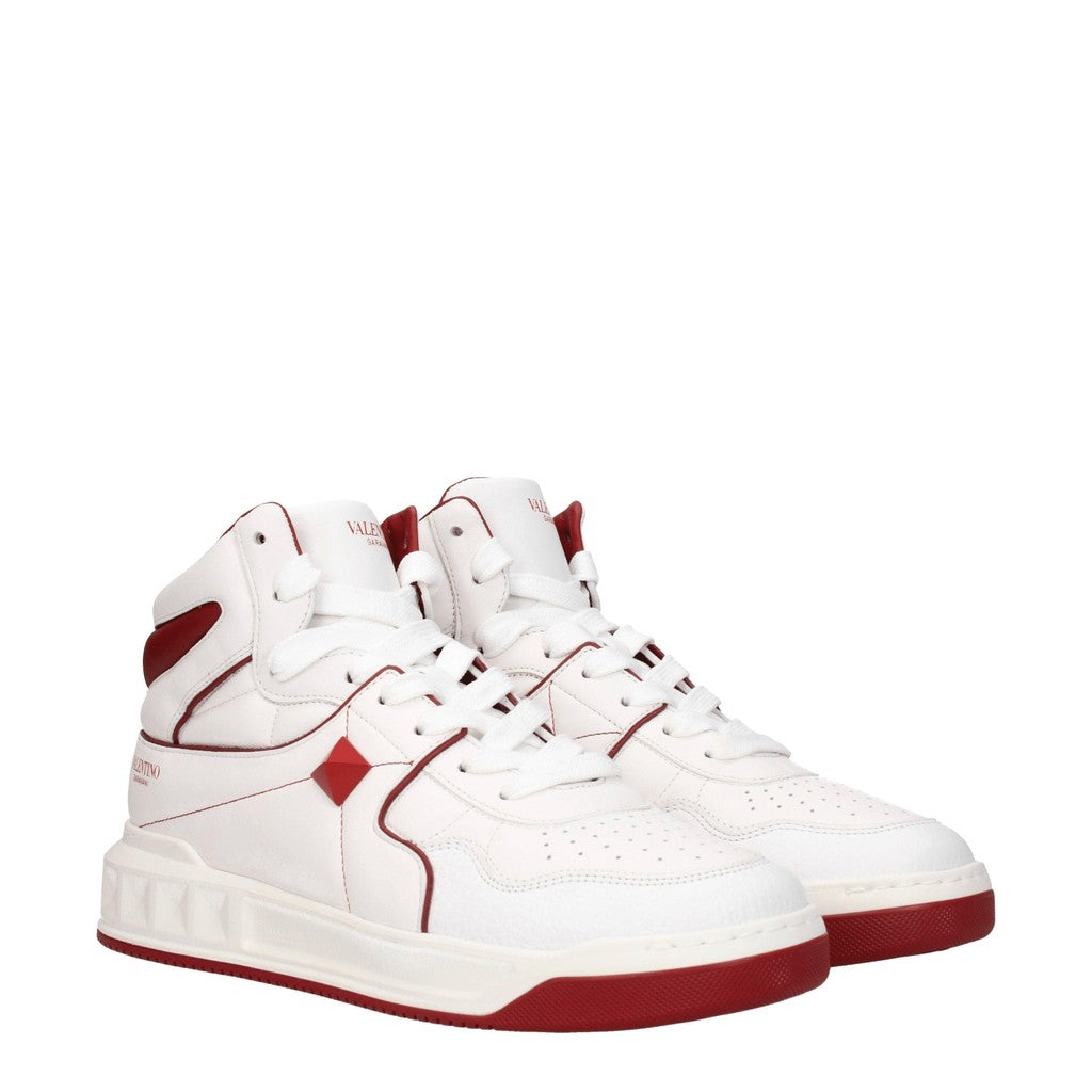 Valentino Garavani One Stud Sneakers van leer – Wit / Rood