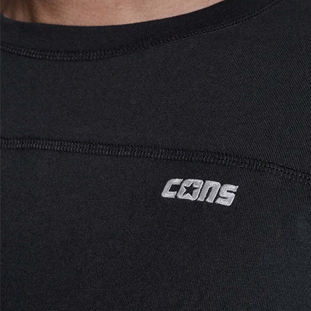 Converse T-shirt met lange mouwen en geborduurd logo – Zwart