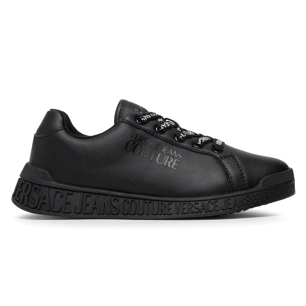 Versace Sneakers met vetersluiting en logo – Zwart