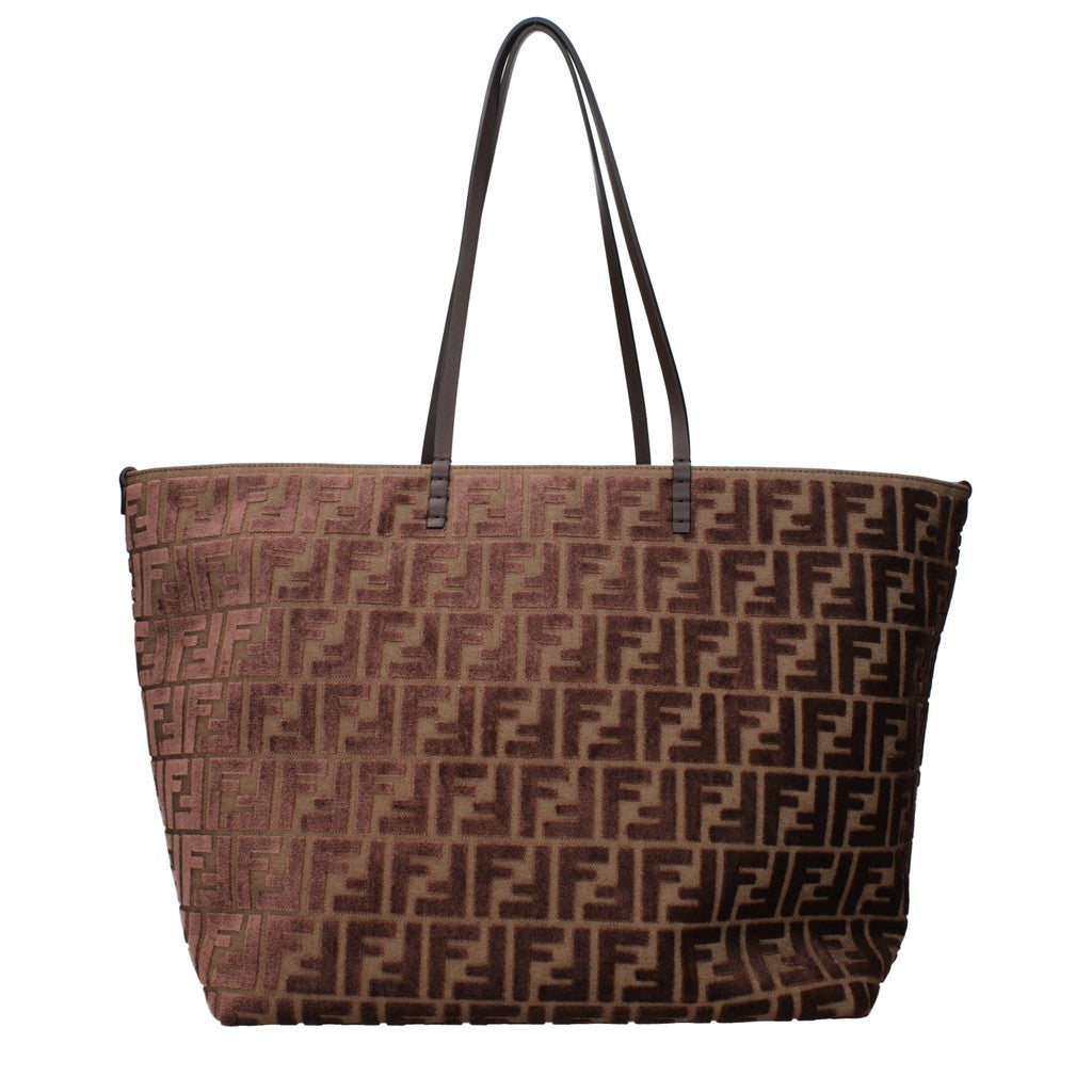 Fendi Roll Shopper Large van fluweel en stof – Bruin