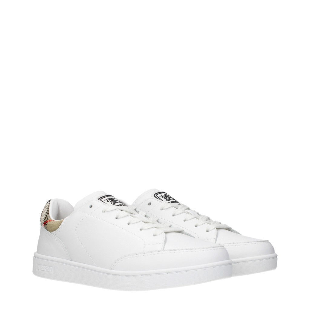 Burberry Sneakers van leer en stof met veters – Wit / Beige