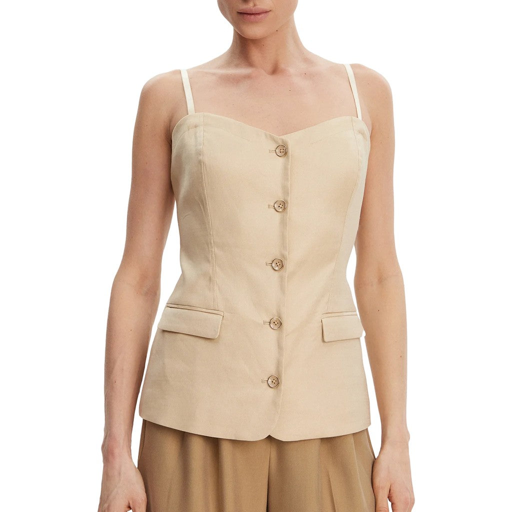 Guess Top met schouderbandjes en knoopsluiting – Beige