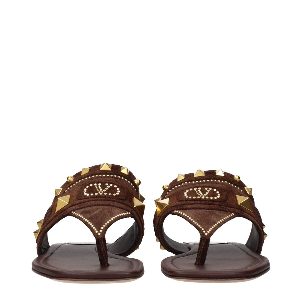 Valentino Garavani Sandalen met open neus en leren zool – Bruin