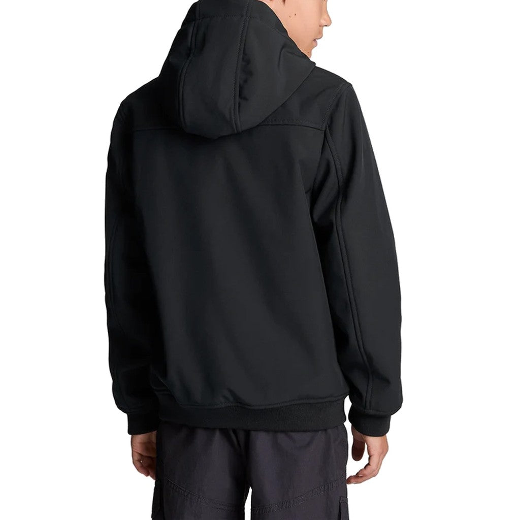 Lyle & Scott Kids Jas met capuchon en geborduurd logo – Zwart
