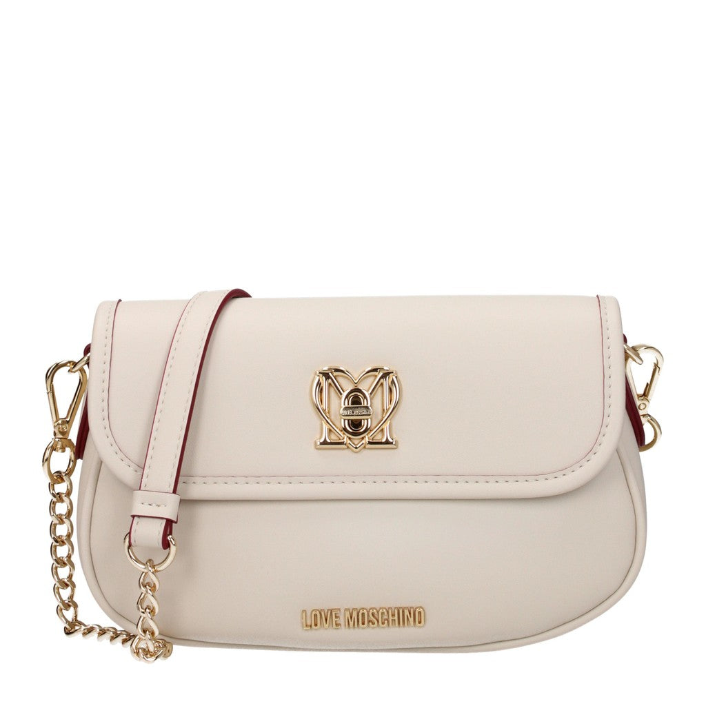 Love Moschino Compacte schoudertas met goudkleurige details – Ivoor