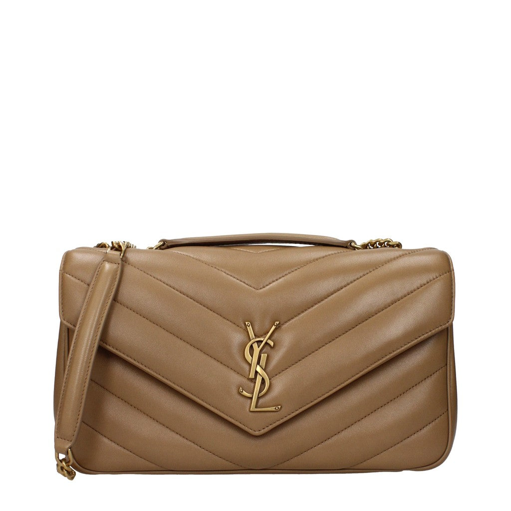 Saint Laurent Loulou Ruime schoudertas met drukknoopsluiting – Bruin