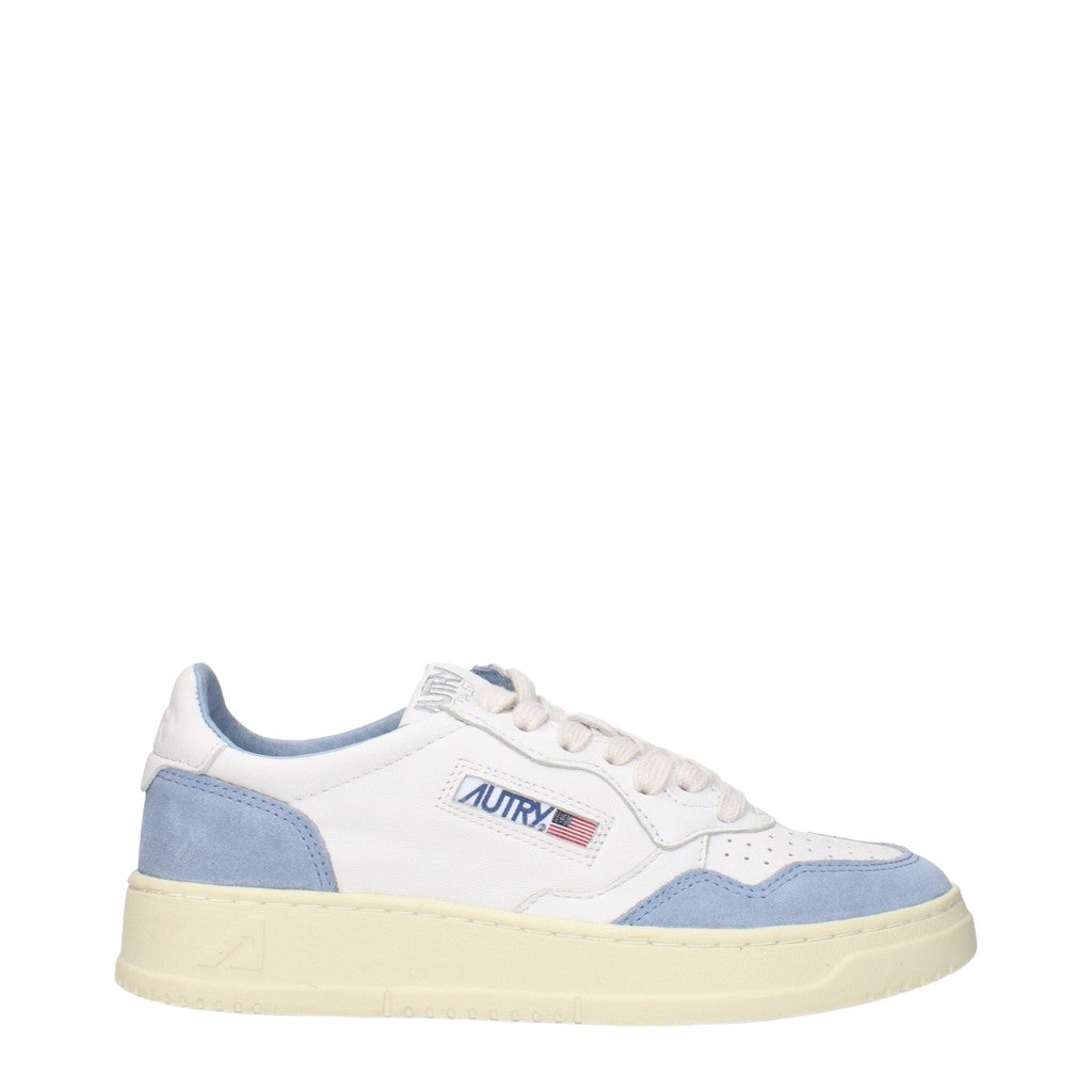 Autry Medalist Sneakers van leer en suède – Wit / Lichtblauw