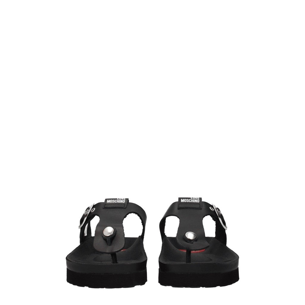 Love Moschino Leren sandalen – Zwart