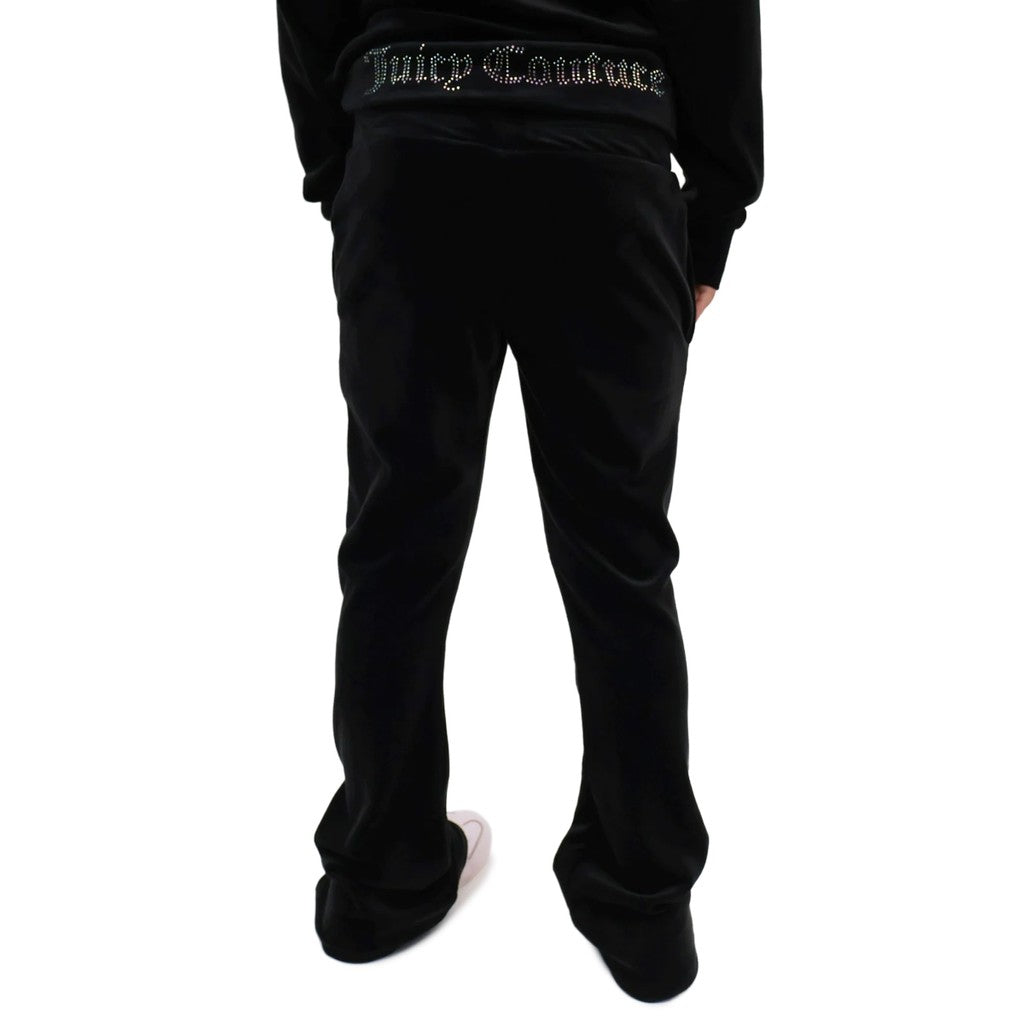 Juicy Couture Kids Chenille broek met strass-logo – Zwart