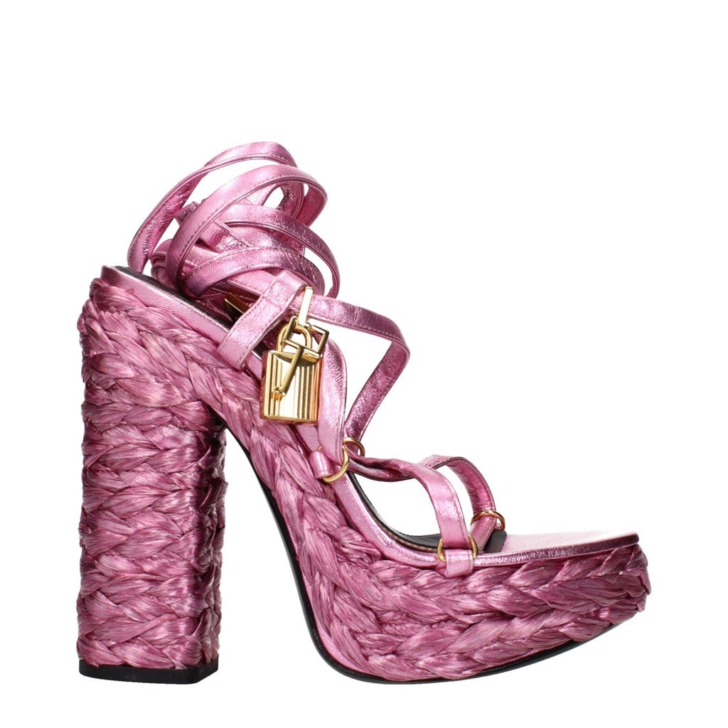 Tom Ford Plateausandalen met enkelveter – Roze