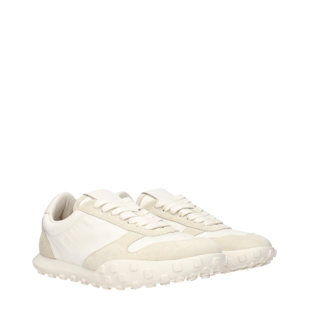 Jil Sander Moon Sneakers van textiel en suède met leren afwerking – Wit / Grijs