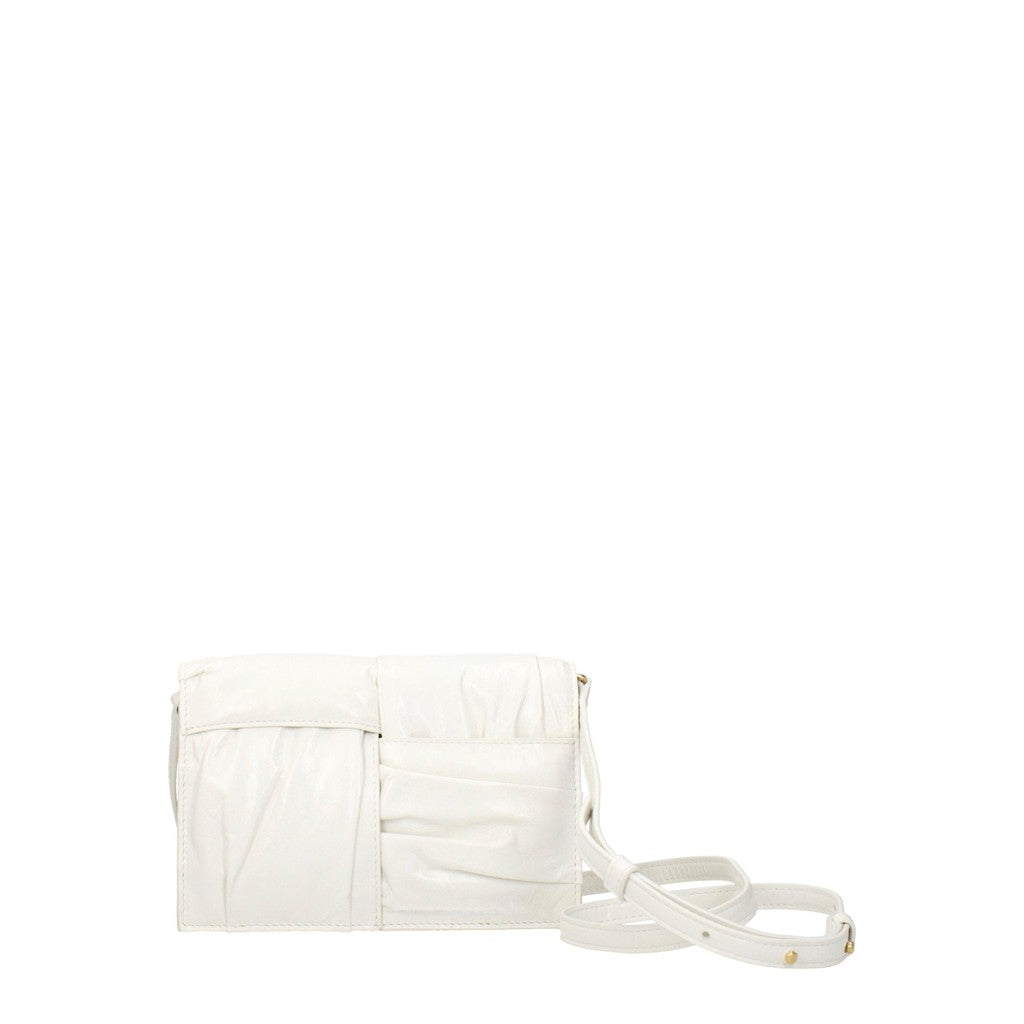 Bottega Veneta Platte leren crossbodytas – Wit