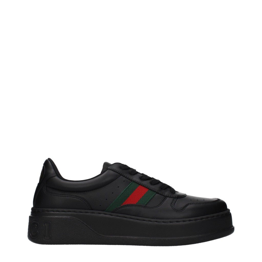 Gucci Sneakers van leer en stof met veters – Zwart