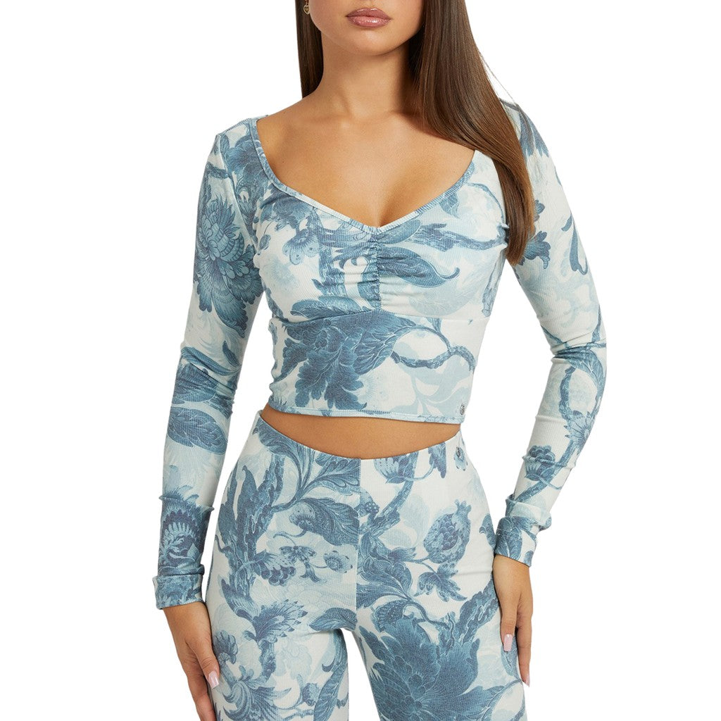 Guess Top met lange mouwen en dessin – Blauw / Wit