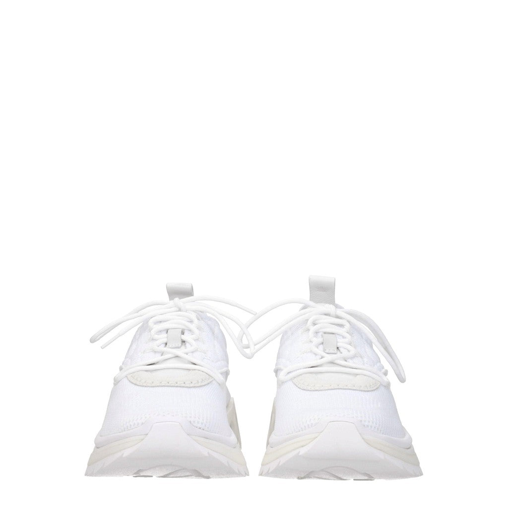 Salvatore Ferragamo Nima Knit Sneakers van suède en stof – Wit