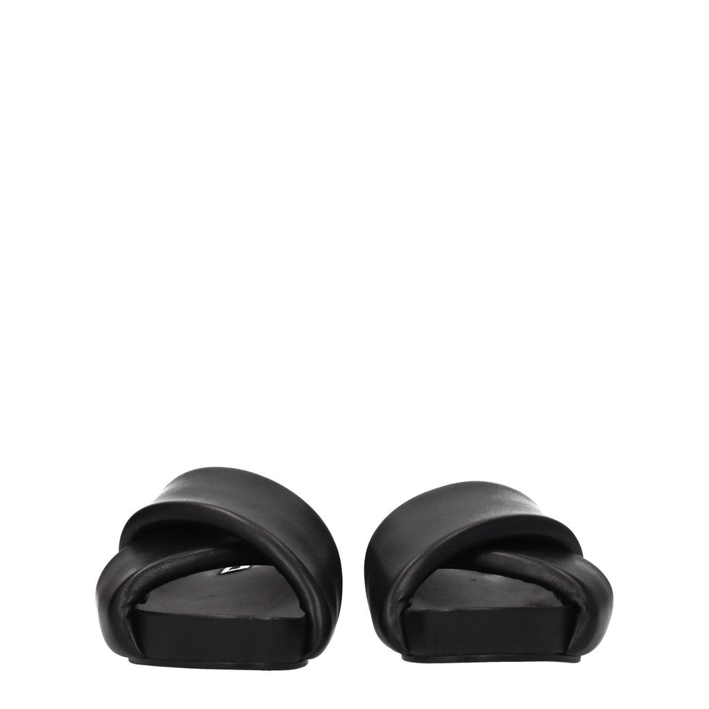 Jil Sander Cross-Strap Sandalen van leer – Zwart