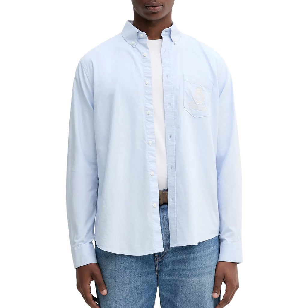 Guess Overhemd met geborduurd logo en knoopsluiting – Blauw