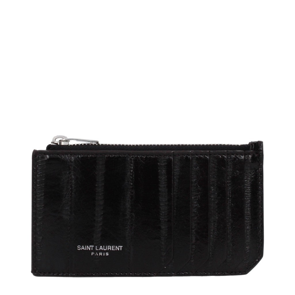 Saint Laurent Kaarthouder met zilverkleurige details – Bruin