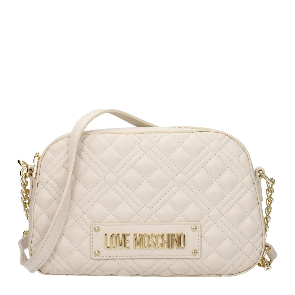 Love Moschino Crossbodytas met goudkleurige details – Ivoor