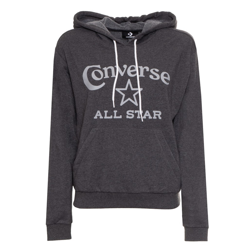 Converse Tweekleurige hoodie met fleece en bedrukt logo – Zwart