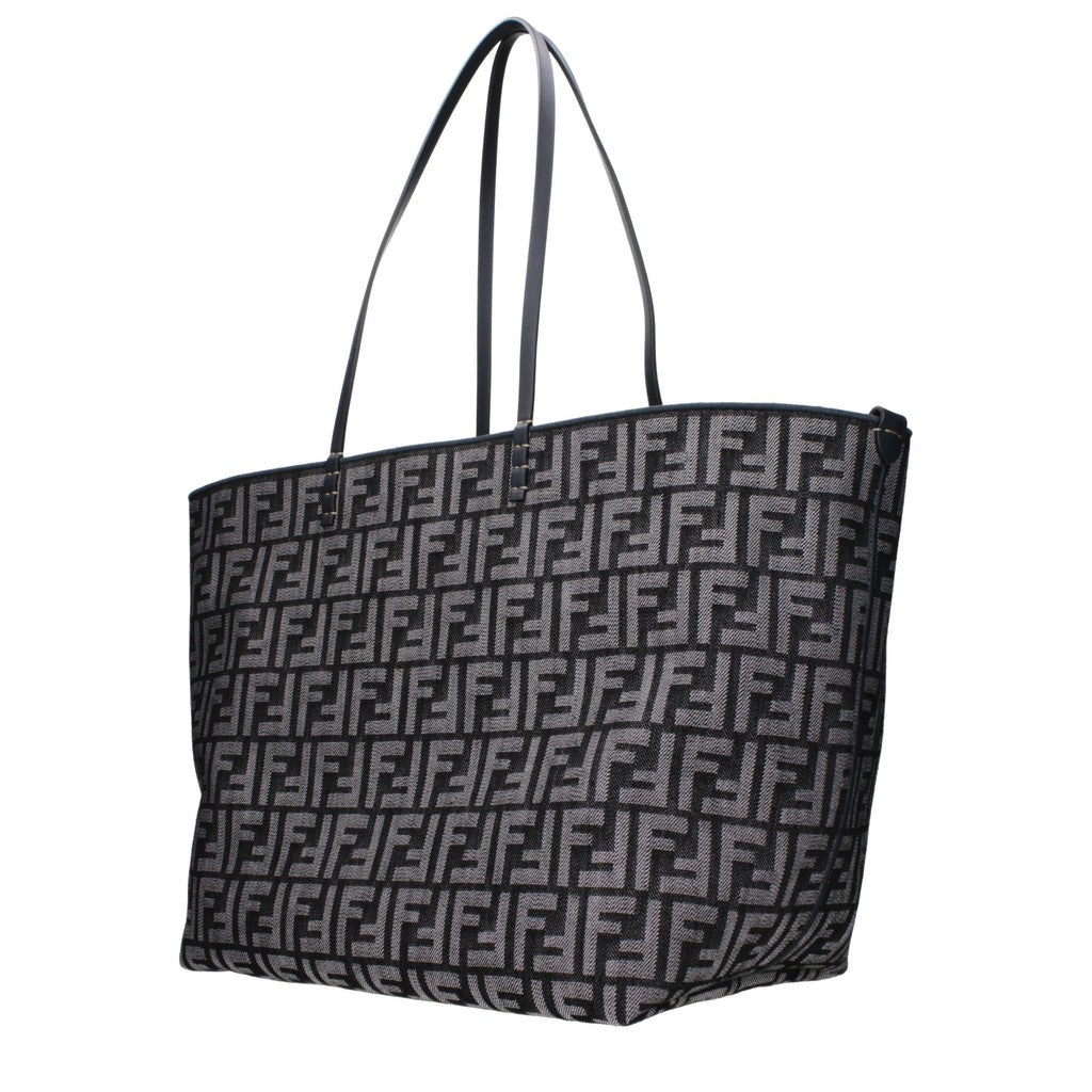 Fendi Roll Shopper Large van stof en leer – Marineblauw