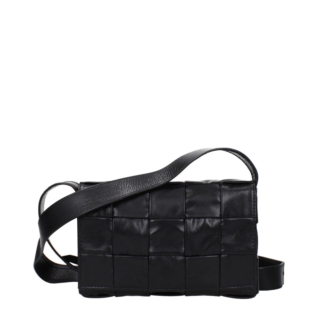 Bottega Veneta Slanke crossbodytas met zilverkleurige details – Zwart
