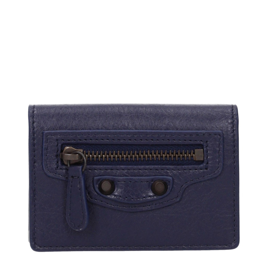Balenciaga Compacte portemonnee met knoopsluiting en muntvak – Marineblauw