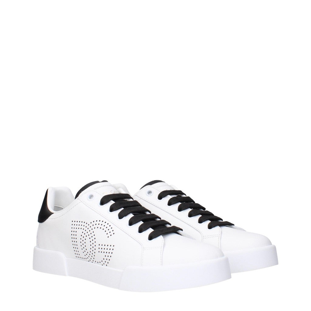 Dolce & Gabbana Leren sneakers – Wit / Zwart