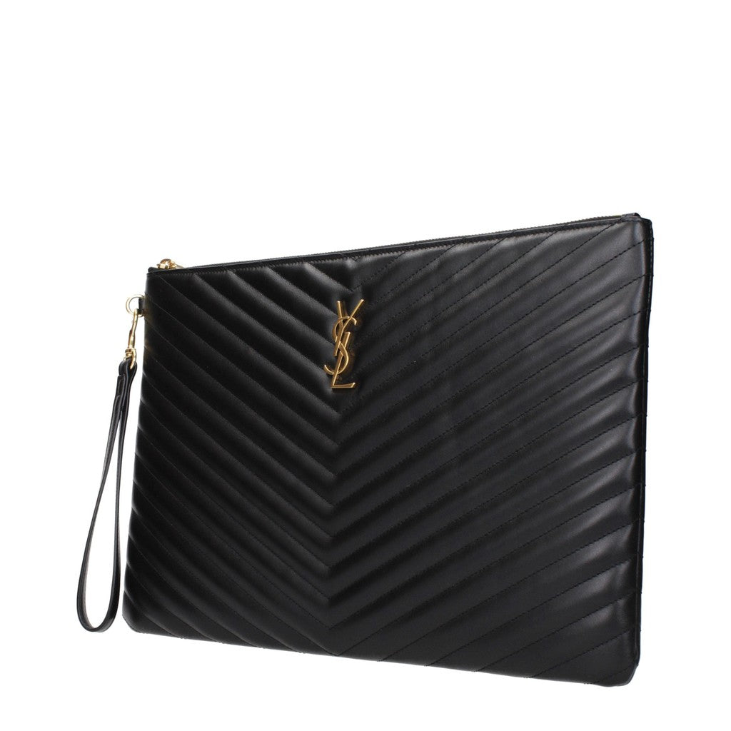 Saint Laurent Gewatteerde clutch – Zwart