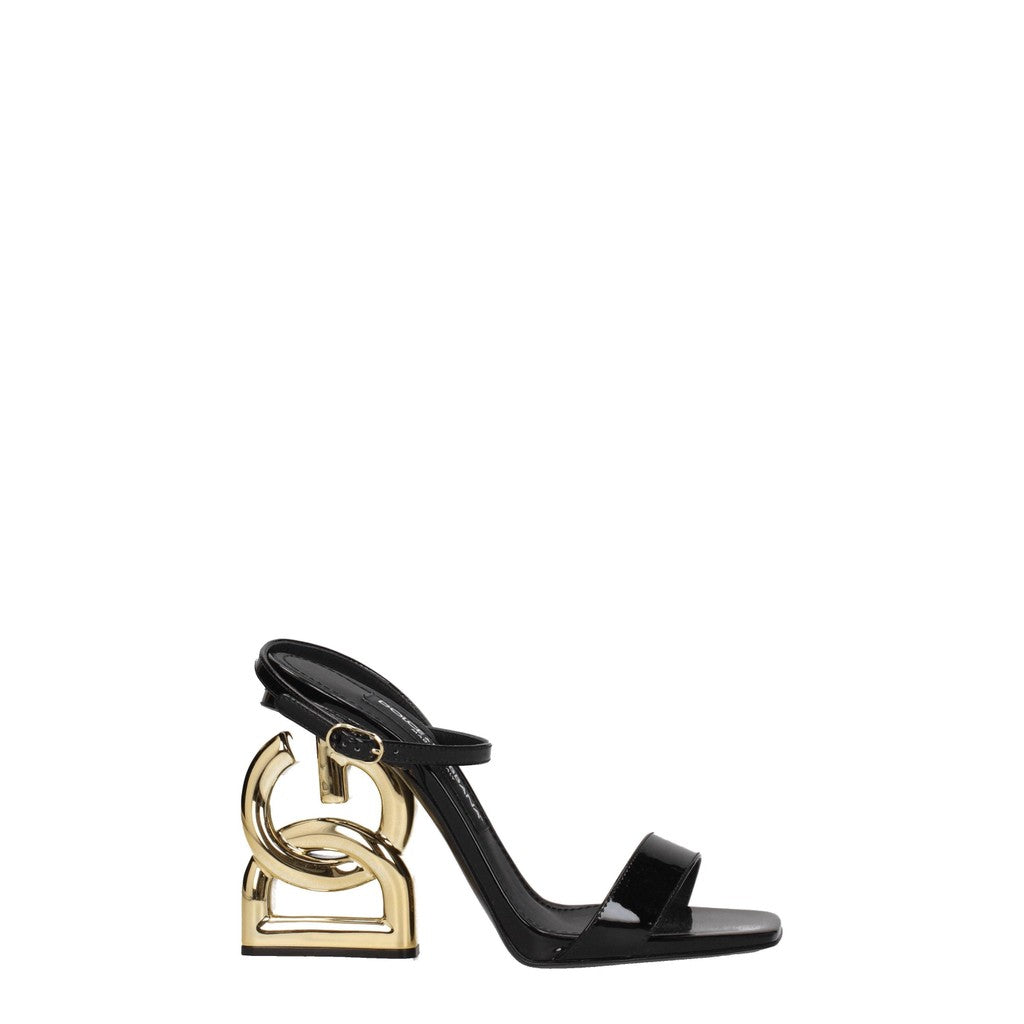 Dolce & Gabbana Lakleren sandalen met hak – Zwart