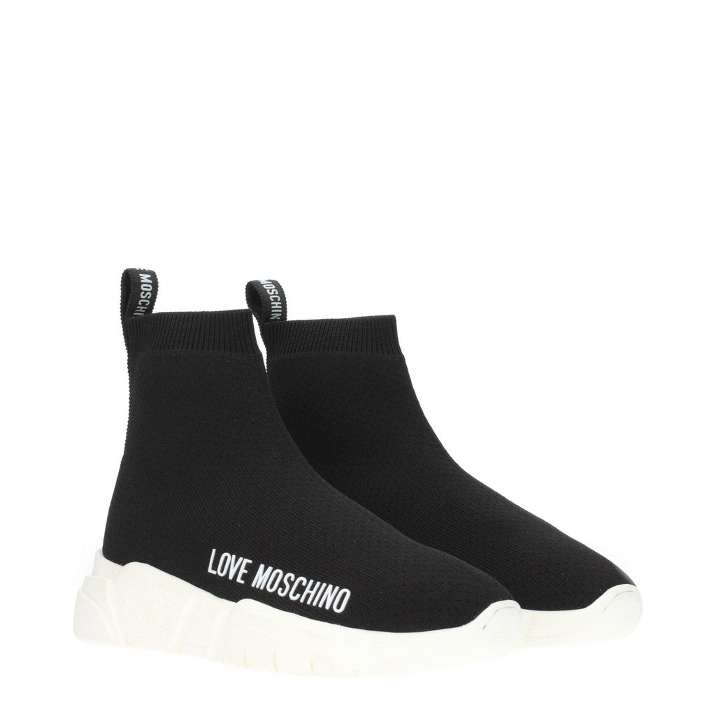 Love Moschino Sock sneakers van stof – Zwart / Wit