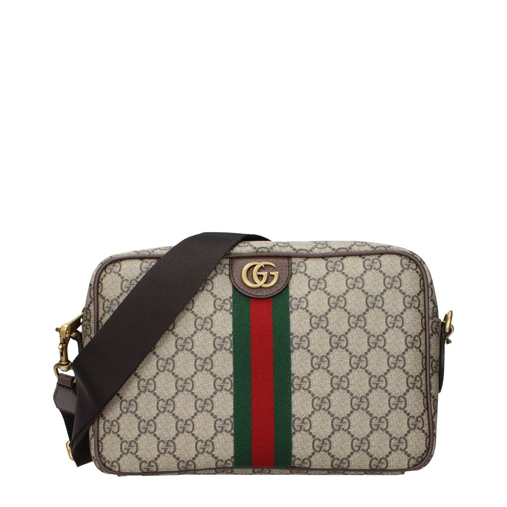 Gucci Crossbodytas van stof en leer met ritssluiting – Beige / Bruin