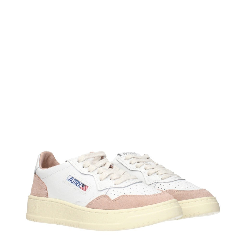 Autry Medalist Sneakers van leer en suède met veters – Wit / Roze