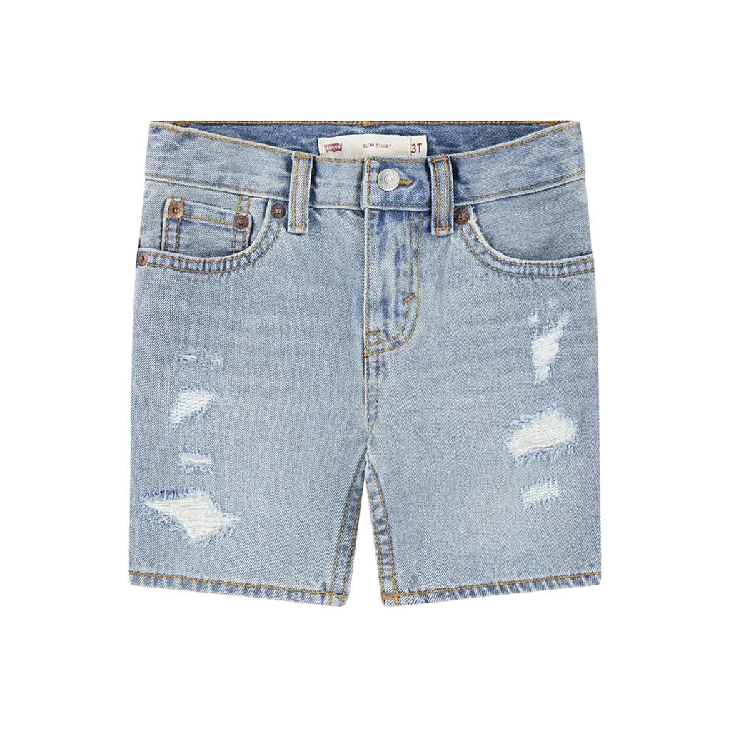 Levi's Kids Jeansshort met logo en rits- en knoopsluiting – Lichtblauw