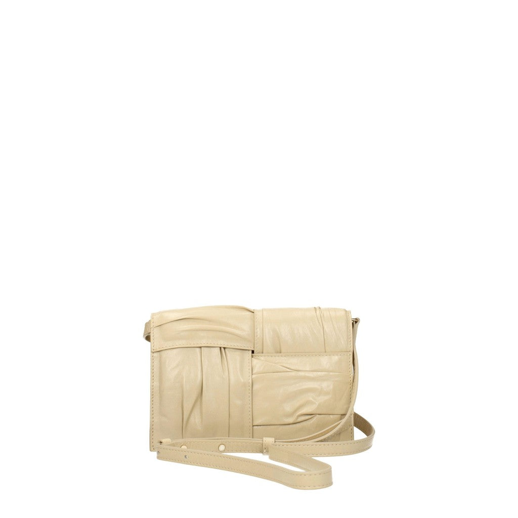 Bottega Veneta Platte leren crossbodytas – Beige