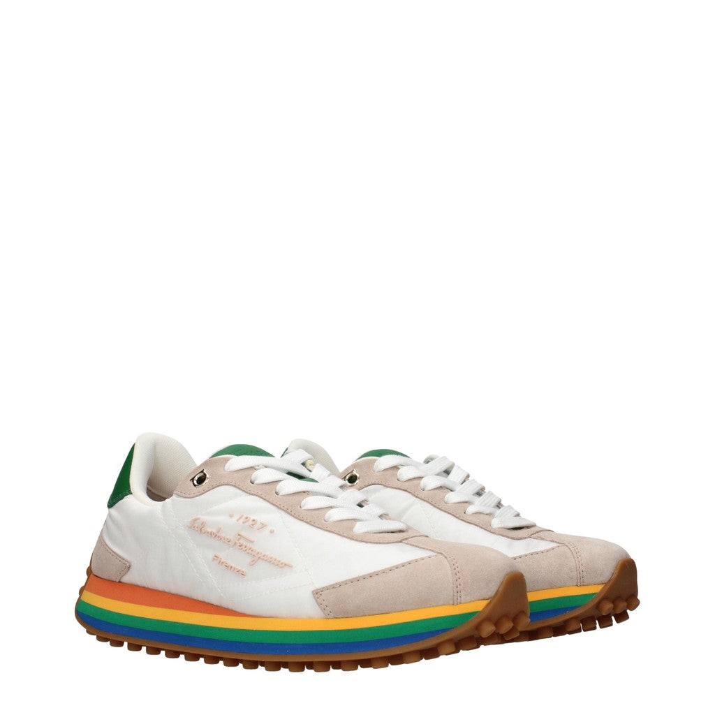 Salvatore Ferragamo Iggy Sneakers van leer en suède – Wit / Beige