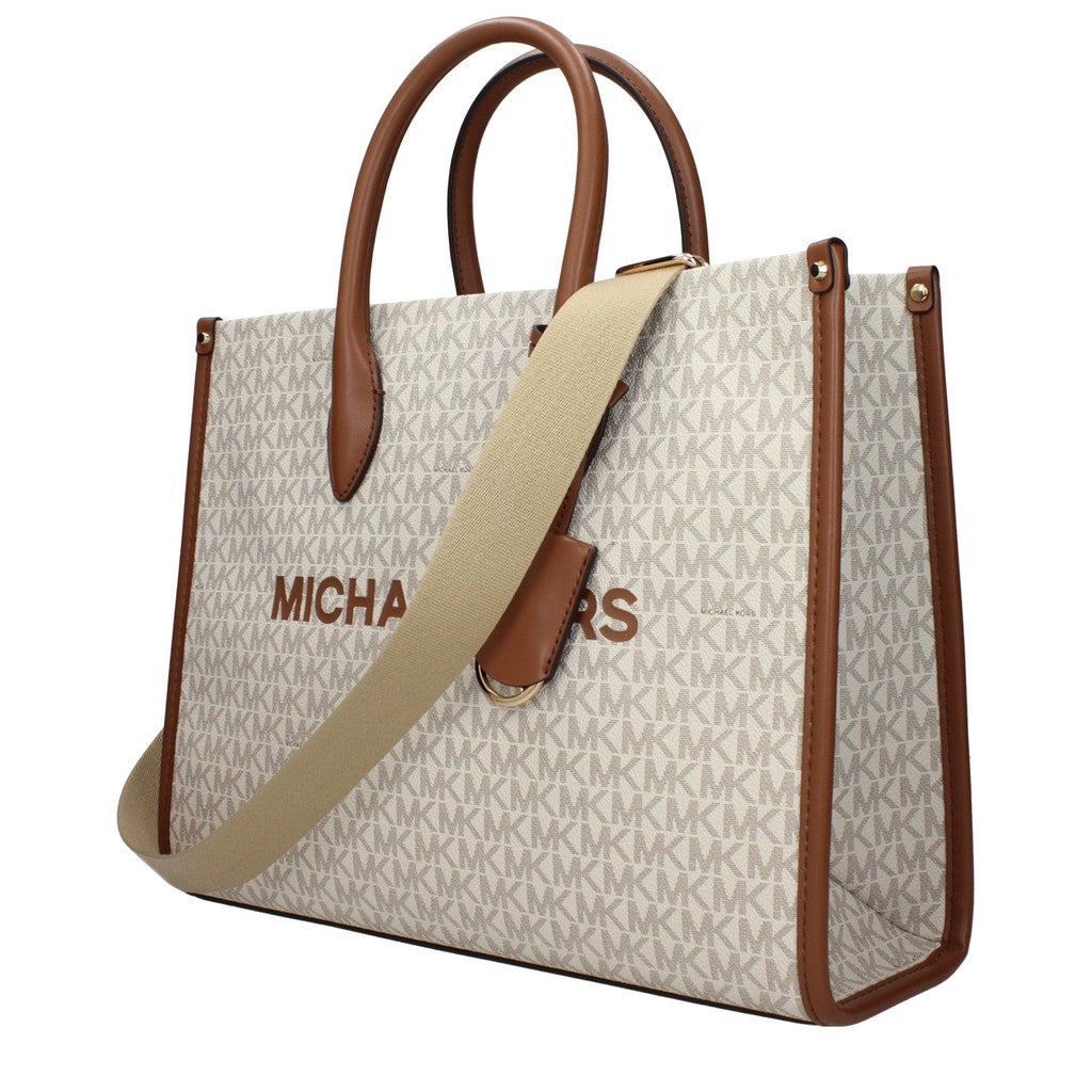 Michael Kors Mirella Shopper van stof en leer – Beige / Bruin