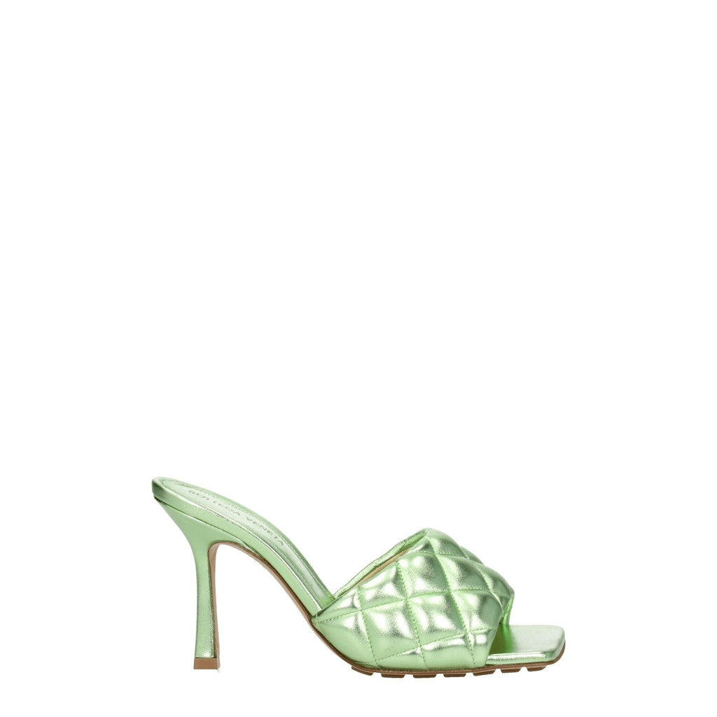 Bottega Veneta Hoge leren sandalen met open neus – Lichtgroen