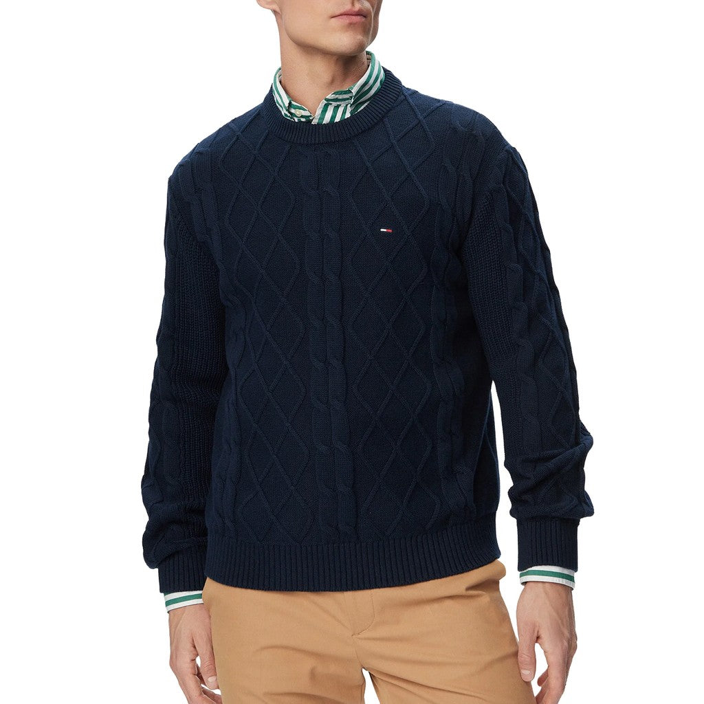 Tommy Jeans Regular Fit Effen trui met ronde hals – Donkerblauw