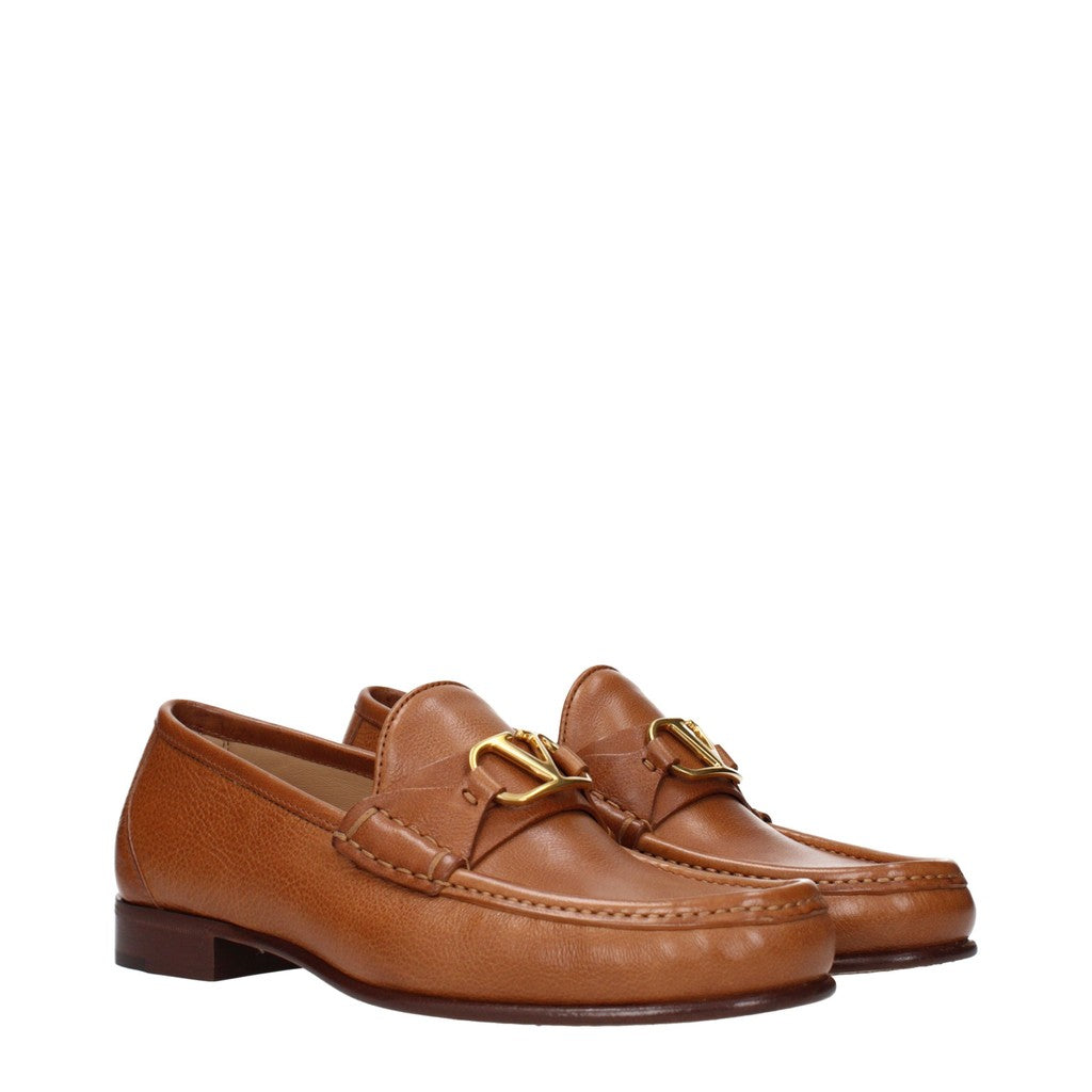 Valentino Garavani Loafers met leren zool en ronde neus – Bruin