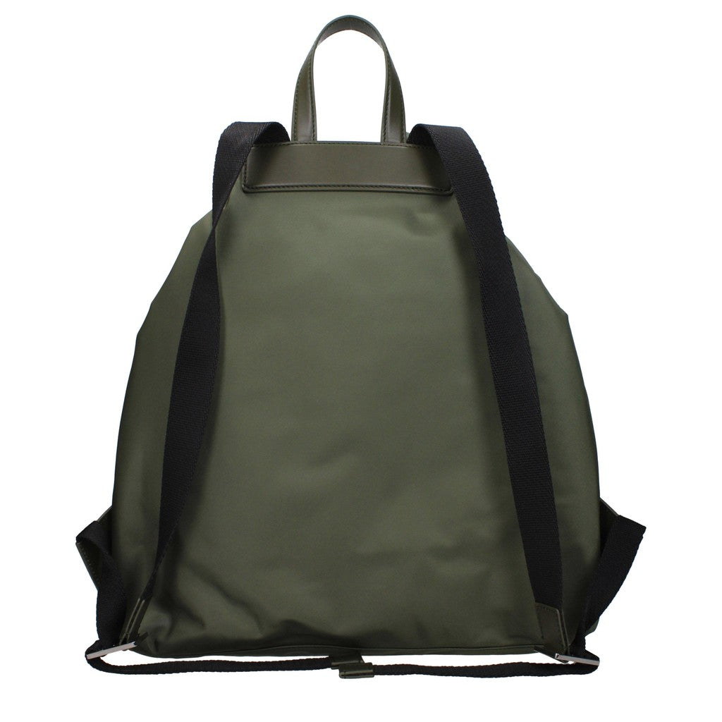 Dolce & Gabbana Platte rugzak van nylon en leer – Groen