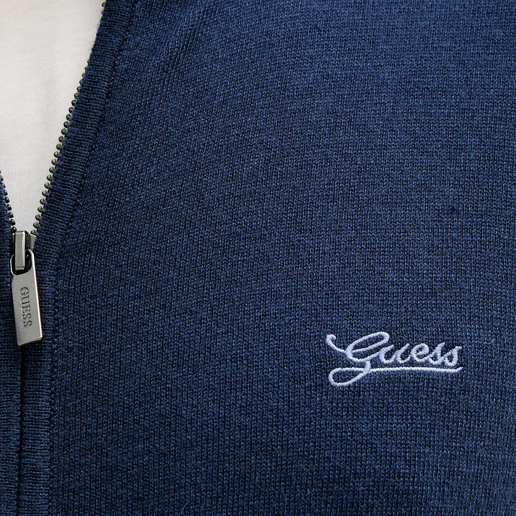 Guess Vest met opstaande kraag en ritssluiting – Blauw
