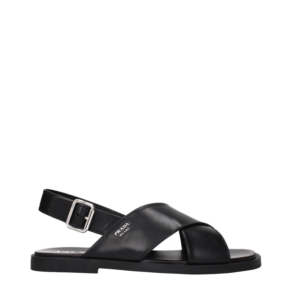 Prada Sandalen met gespsluiting en rubberen zool – Zwart