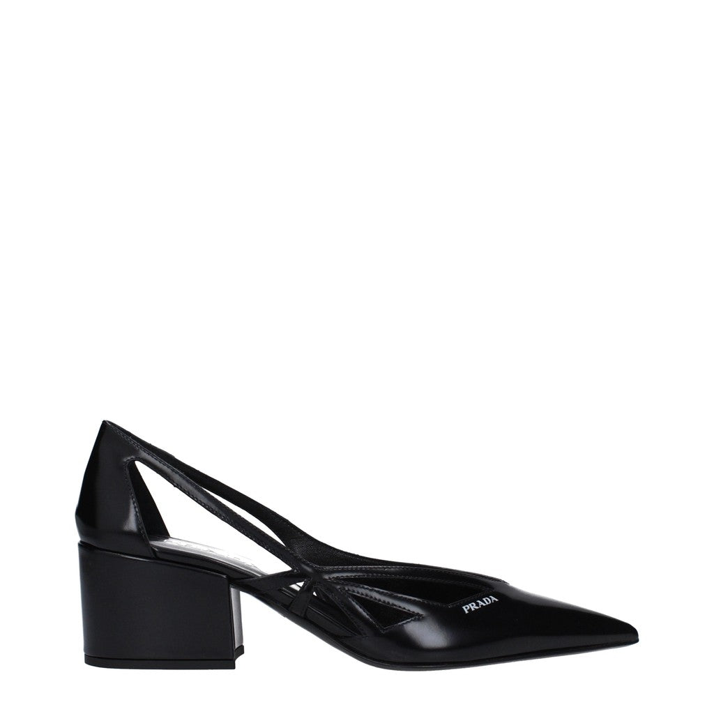 Prada Leren pumps met cut-outs – Zwart