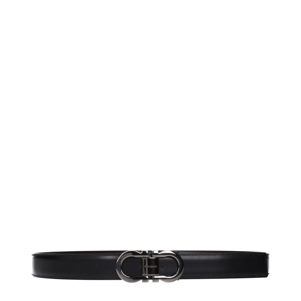 Salvatore Ferragamo Gancini Riem met zilverkleurige details – Bruin / Zwart