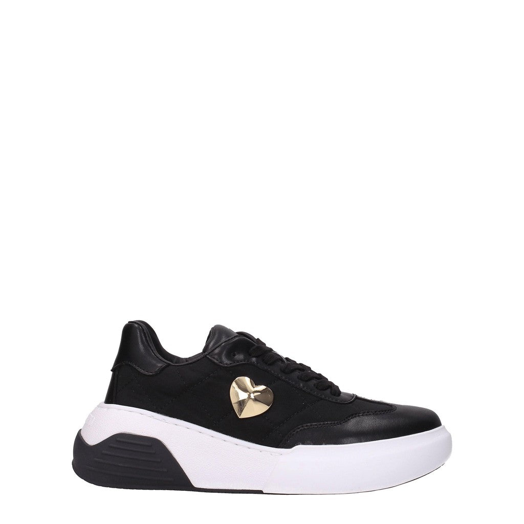 Love Moschino Sneakers van leer en stof – Zwart