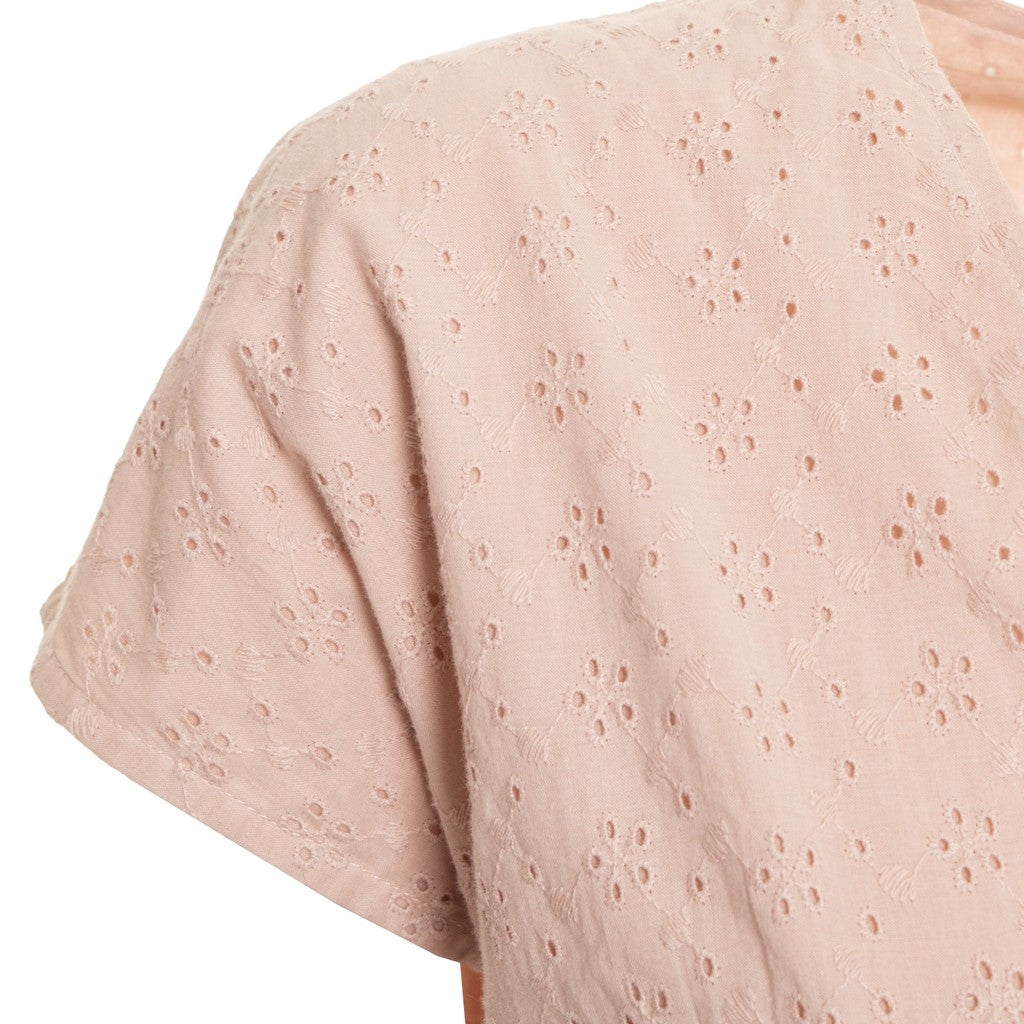 Guess Knielange jurk met V-hals en knoopsluiting – Roze