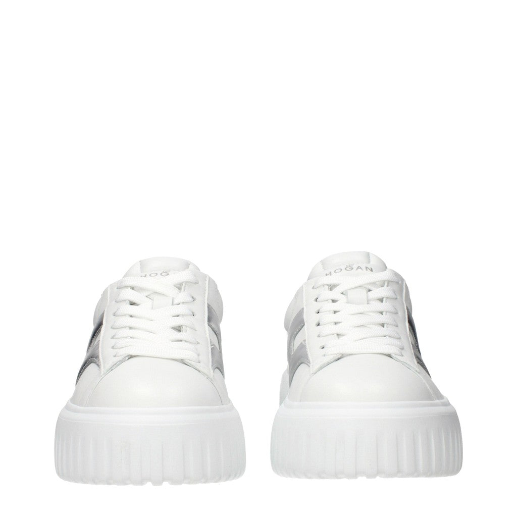 Hogan H-Stripes Sneakers met veters en zilverkleurige accenten – Wit / Zilver
