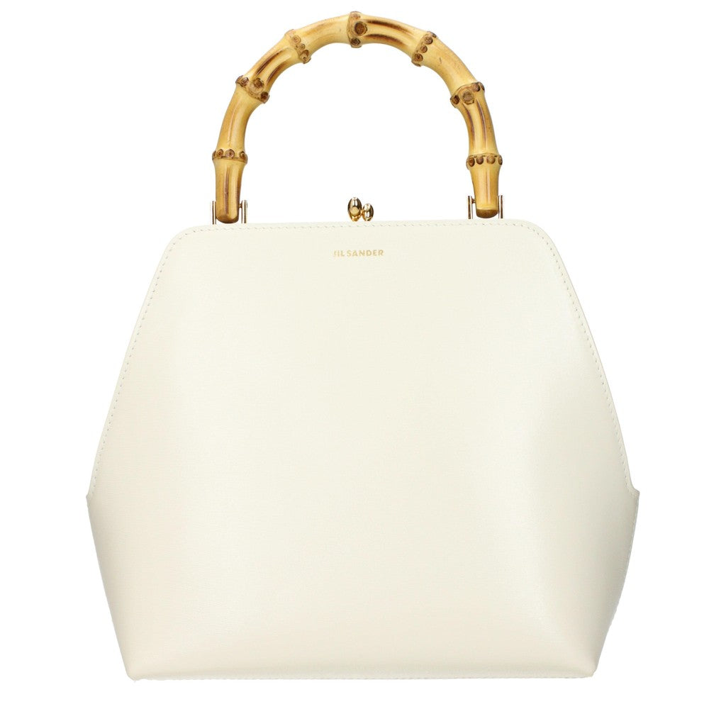 Jil Sander Goji Bamboo Square Handtas met clips-sluiting – Crème